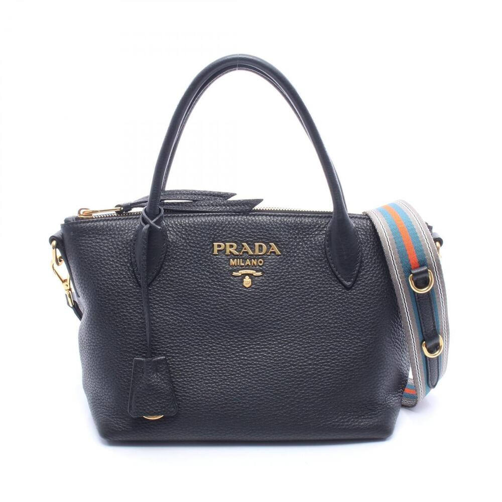 Prada Vitello Daino Handbag Leather Black
